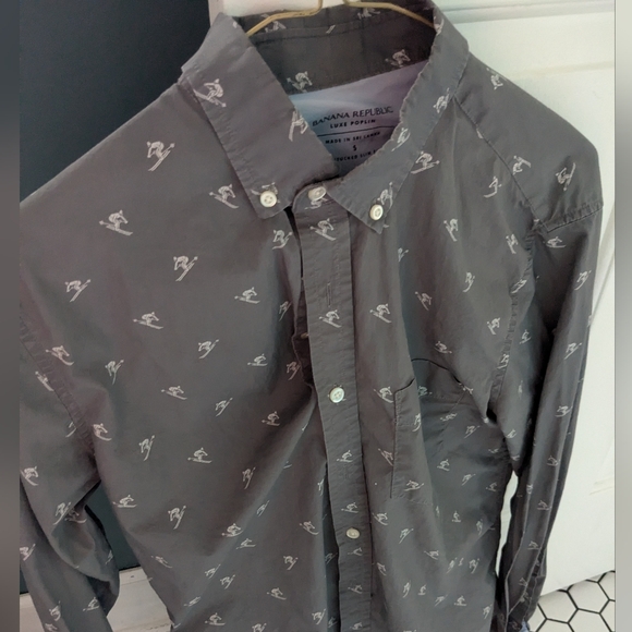 Banana Republic Other - Banana Republic Luxe Poplin Untucked Slim Fit Skier Shirt Size Small